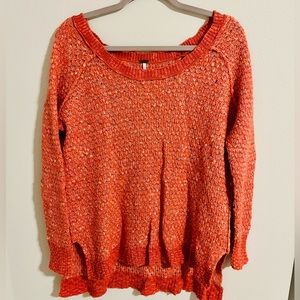Free people burnt orange fall warm scoop neck chunky knit oversized sweater